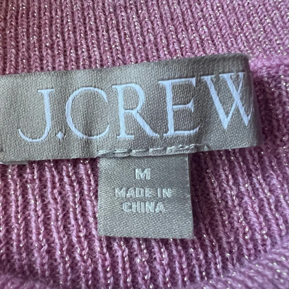 J. Crew Pink Metallic Merino Wool Ruffleneck Turtleneck Sweater. Size M
